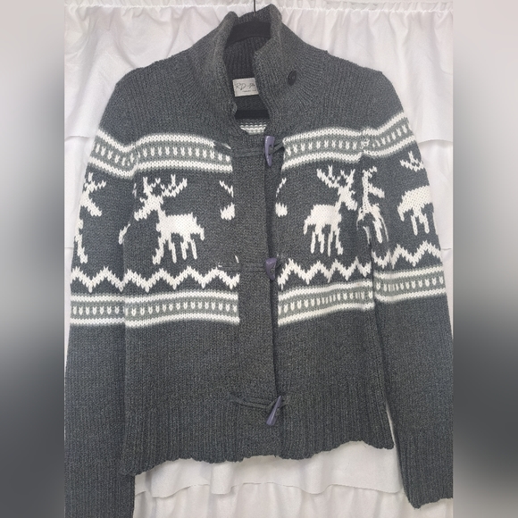 RD Style Sweaters - RD Style Cardigan Gray And White With Reindeer